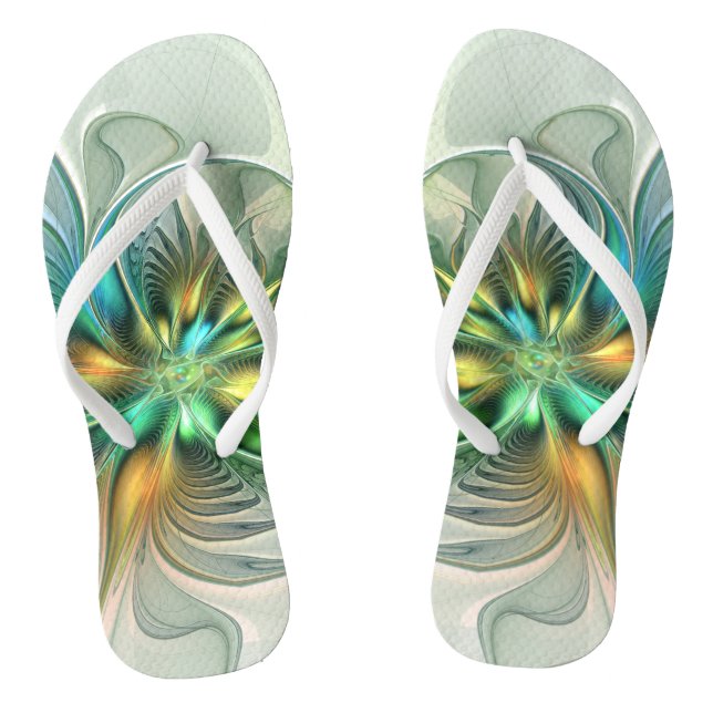 Farbenfrohe Fantasie Moderne Abstrakte Blume Frakt Flip Flops (Fußbett)