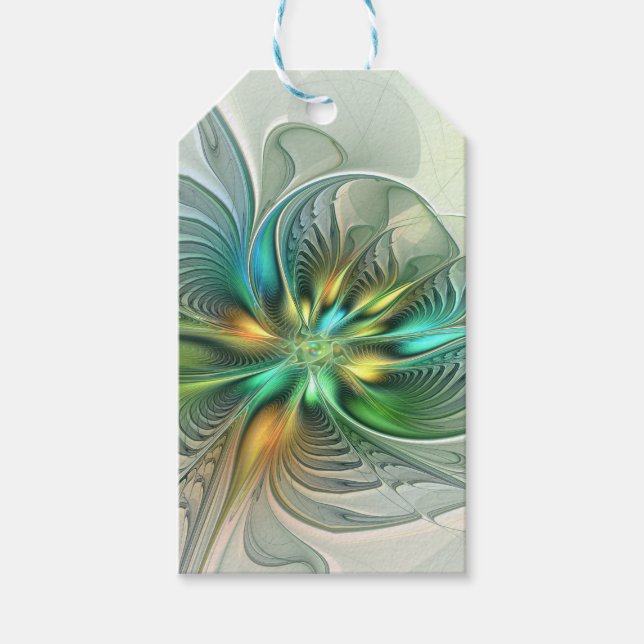 Farbenfrohe Fantasie Moderne Abstrakte Blume Frakt Geschenkanhänger (Vorderseite)