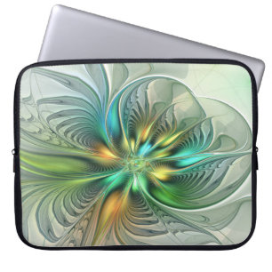 Farbenfrohe Fantasie Moderne Abstrakte Blume Frakt Laptopschutzhülle