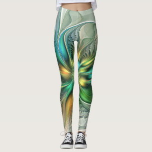 Farbenfrohe Fantasie Moderne Abstrakte Blume Frakt Leggings