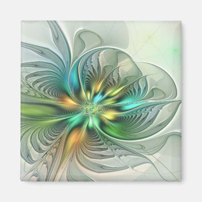 Farbenfrohe Fantasie Moderne Abstrakte Blume Frakt Magnet (Vorne)