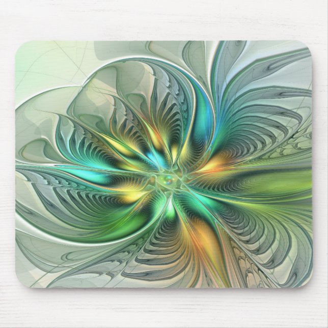 Farbenfrohe Fantasie Moderne Abstrakte Blume Frakt Mousepad (Vorne)