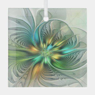 Farbenfrohe Fantasie Moderne Abstrakte Blume Frakt Ornament Aus Glas