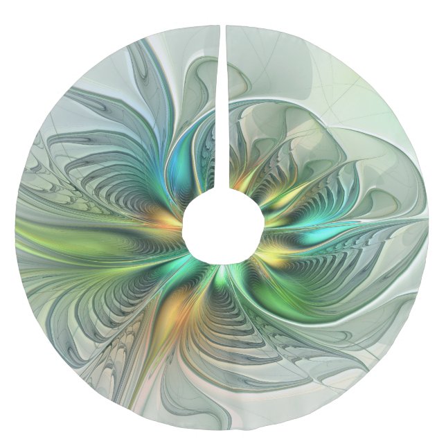 Farbenfrohe Fantasie Moderne Abstrakte Blume Frakt Polyester Weihnachtsbaumdecke (Vorderseite)