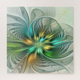 Farbenfrohe Fantasie Moderne Abstrakte Blume Frakt Puzzle