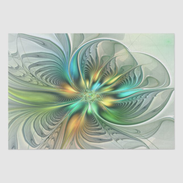 Farbenfrohe Fantasie Moderne Abstrakte Blume Frakt Seidenpapier (Vorderseite)