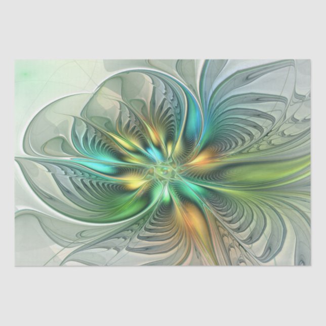 Farbenfrohe Fantasie Moderne Abstrakte Blume Frakt Seidenpapier (Vorderseite)