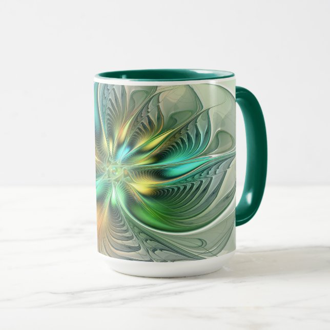 Farbenfrohe Fantasie Moderne Abstrakte Blume Frakt Tasse (VorderseiteRechts)