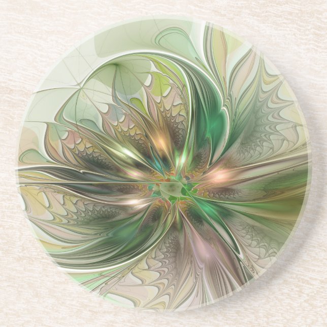 Farbenfrohe Fantasie Modernes Abstraktes Fraktal B Getränkeuntersetzer (Vorne)