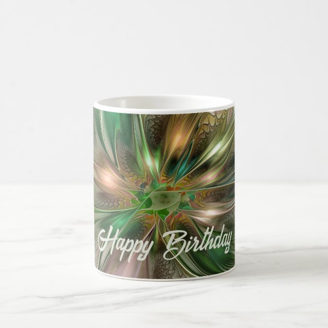 Farbenfrohe Fantasie Modernes Abstraktes Fraktal B Kaffeetasse (Mittel)