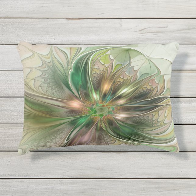 Farbenfrohe Fantasie Modernes Abstraktes Fraktal B Kissen Für Draußen (Vorderseite)