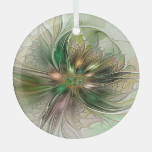 Farbenfrohe Fantasie Modernes Abstraktes Fraktal B Ornament Aus Glas