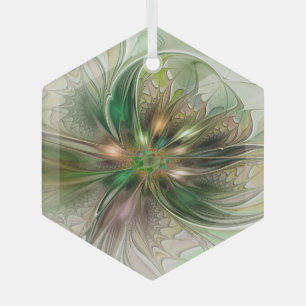 Farbenfrohe Fantasie Modernes Abstraktes Fraktal B Ornament Aus Glas