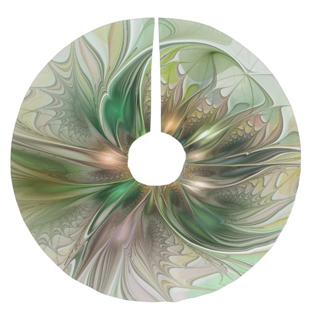 Farbenfrohe Fantasie Modernes Abstraktes Fraktal B Polyester Weihnachtsbaumdecke (Vorderseite)