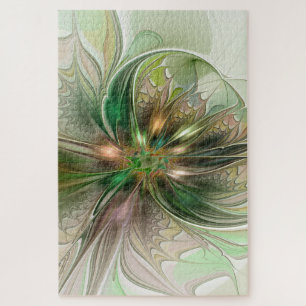 Farbenfrohe Fantasie Modernes Abstraktes Fraktal B Puzzle