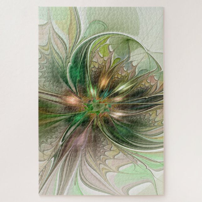 Farbenfrohe Fantasie Modernes Abstraktes Fraktal B Puzzle (Vertikal)