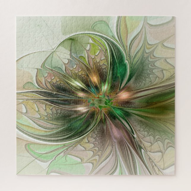 Farbenfrohe Fantasie Modernes Abstraktes Fraktal B Puzzle (Vertikal)