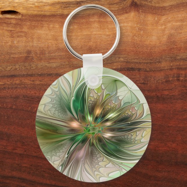 Farbenfrohe Fantasie Modernes Abstraktes Fraktal B Schlüsselanhänger (Vorderseite)