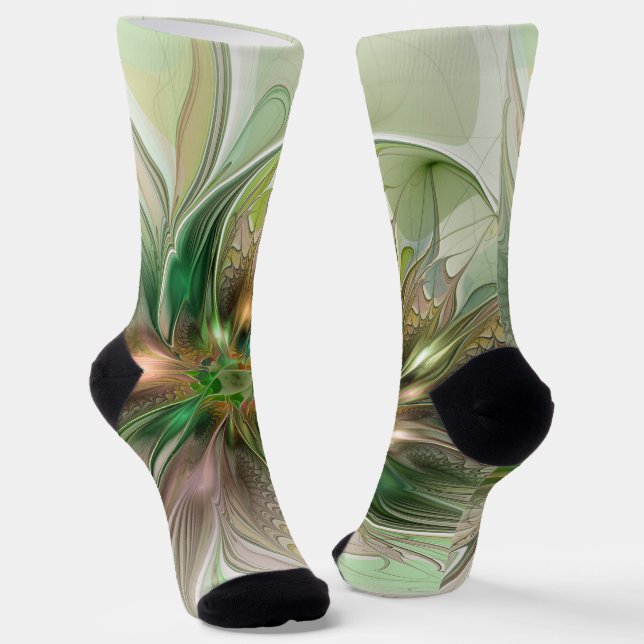 Farbenfrohe Fantasie Modernes Abstraktes Fraktal B Socken (Gewinkelt)