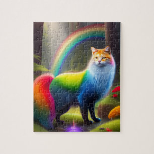 Farbenfrohe Fantastische Katze in einem Zauberwald Puzzle