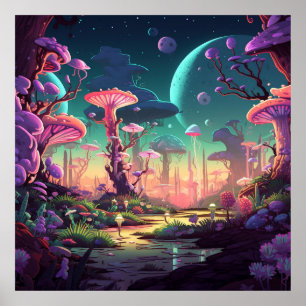 Farbenfrohe fantastische Landschaften Poster