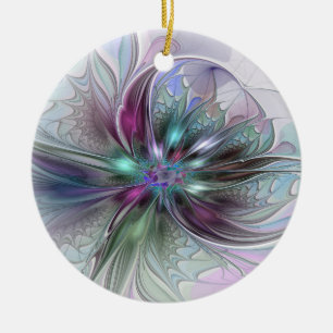 Farbenfrohe Fantasy Abstrakt Moderne Fraktal-Blume Keramik Ornament