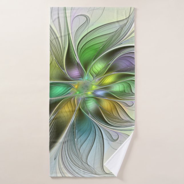 Farbenfrohe Fantasy-Blume Modernes Abstraktes Frak Badehandtuch (Badehandtuch)