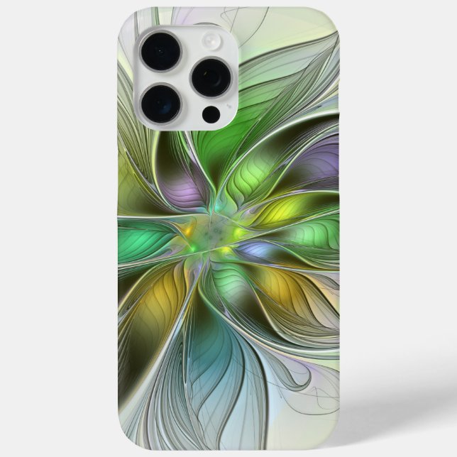 Farbenfrohe Fantasy-Blume Modernes Abstraktes Frak Case-Mate iPhone Hülle (Rückseite)