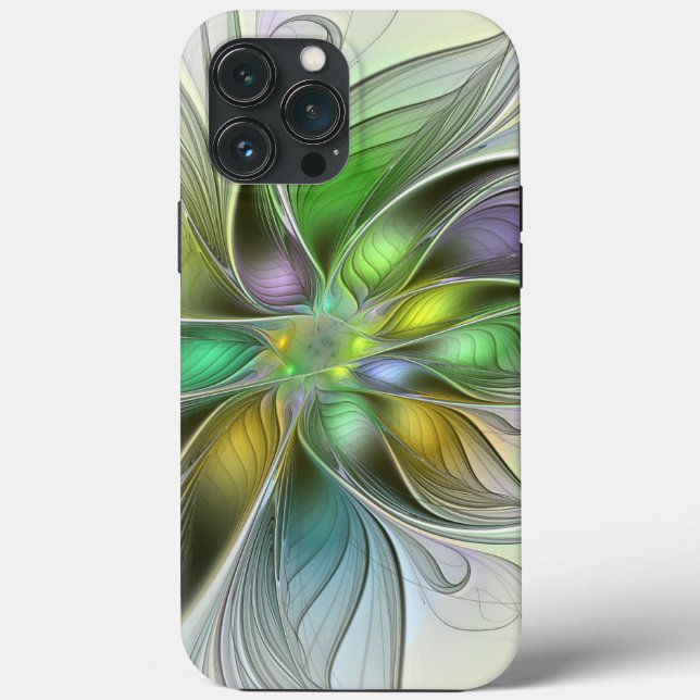 Farbenfrohe Fantasy-Blume Modernes Abstraktes Frak Case-Mate iPhone Hülle (Rückseite)