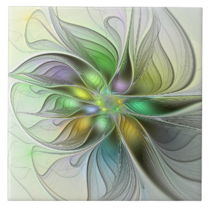 Farbenfrohe Fantasy-Blume Modernes Abstraktes Frak Fliese