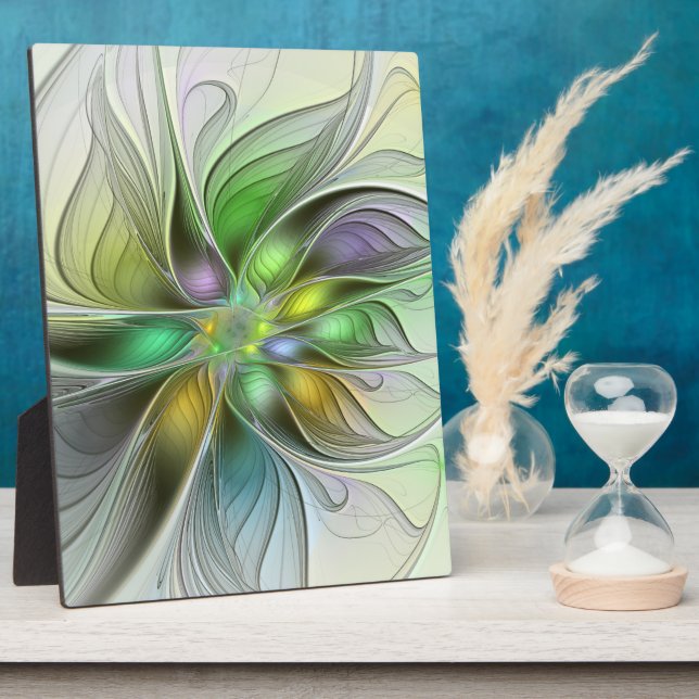 Farbenfrohe Fantasy-Blume Modernes Abstraktes Frak Fotoplatte (Seite)