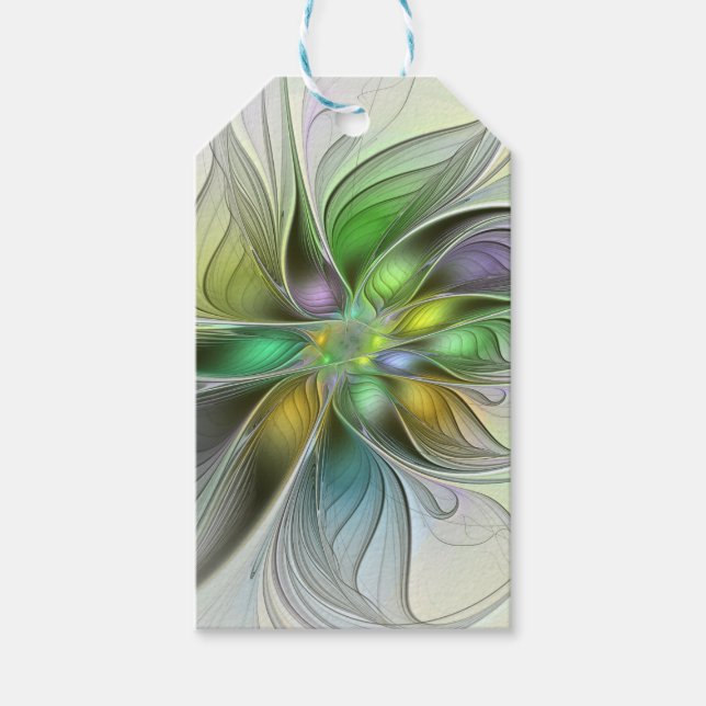Farbenfrohe Fantasy-Blume Modernes Abstraktes Frak Geschenkanhänger (Vorderseite)