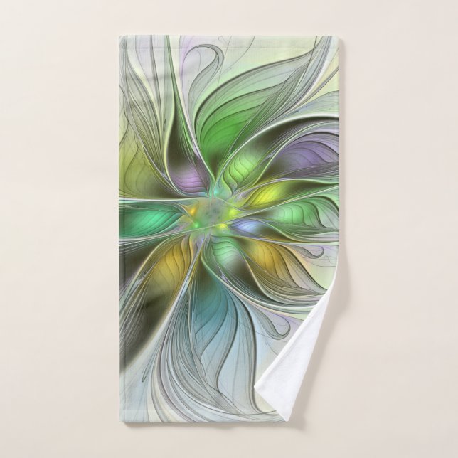 Farbenfrohe Fantasy-Blume Modernes Abstraktes Frak Handtuch (Handtuch)