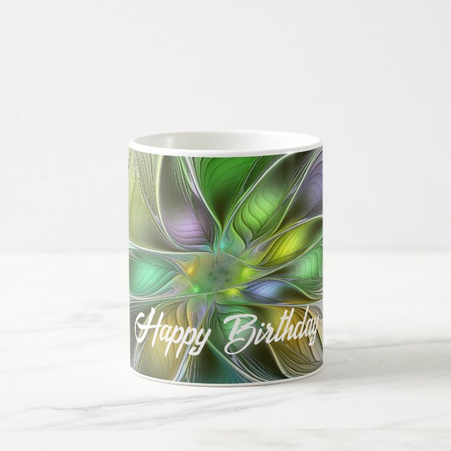 Farbenfrohe Fantasy-Blume Modernes Abstraktes Frak Kaffeetasse (Mittel)