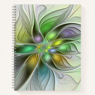 Farbenfrohe Fantasy-Blume Modernes Abstraktes Frak Notizbuch