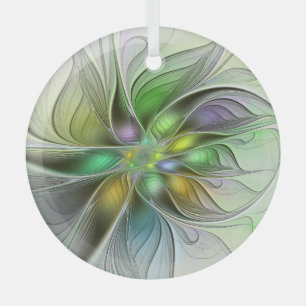 Farbenfrohe Fantasy-Blume Modernes Abstraktes Frak Ornament Aus Glas