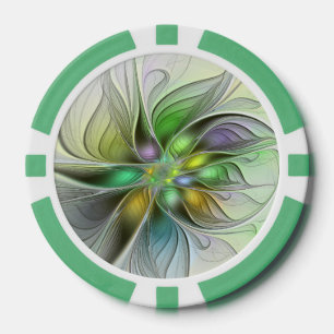 Farbenfrohe Fantasy-Blume Modernes Abstraktes Frak Pokerchips