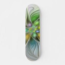 Farbenfrohe Fantasy-Blume Modernes Abstraktes Frak Skateboard