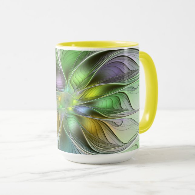 Farbenfrohe Fantasy-Blume Modernes Abstraktes Frak Tasse (VorderseiteRechts)