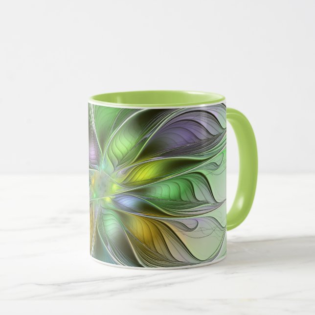 Farbenfrohe Fantasy-Blume Modernes Abstraktes Frak Tasse (VorderseiteRechts)