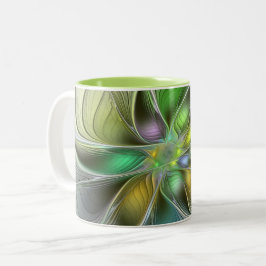Farbenfrohe Fantasy-Blume Modernes Abstraktes Frak Zweifarbige Tasse