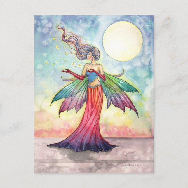 Farbenfrohe Fantasy Fairy Postcard Postkarte (Vorderseite)