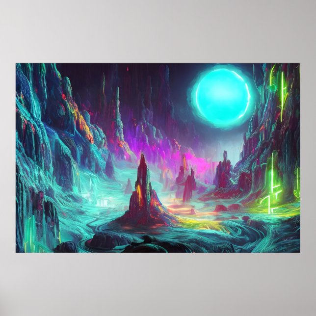Farbenfrohe Fantasy Landschaft | Alien World Poster (Vorne)