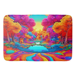 Farbenfrohe Fantasy Landschaft Badematte
