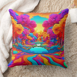 Farbenfrohe Fantasy Landschaft Kissen