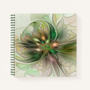Farbenfrohe Fantasy Moderne Abstrakte Fraktal-Blum Notizbuch