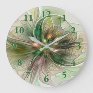 Farbenfrohe Fantasy Moderne Abstrakte Fraktale Blu Große Wanduhr