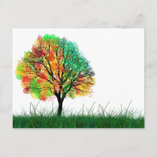 Farbenfrohe Fantasy Tree Illustration Postkarte