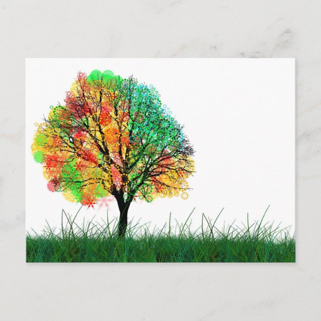 Farbenfrohe Fantasy Tree Illustration Postkarte (Vorderseite)