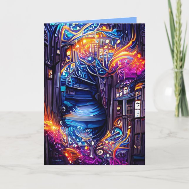 Farbenfrohe Fantasy-Treppe Karte (Vorderseite)